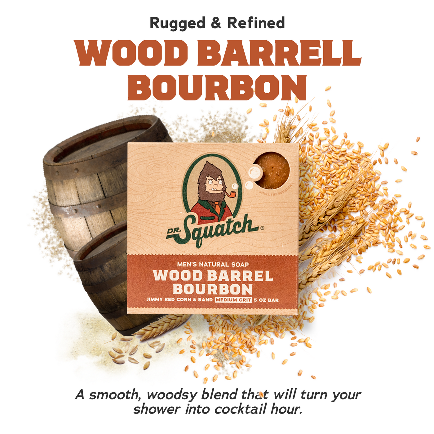 4-Pack Wood Barrel Bourbon Natural Bar Soap T8