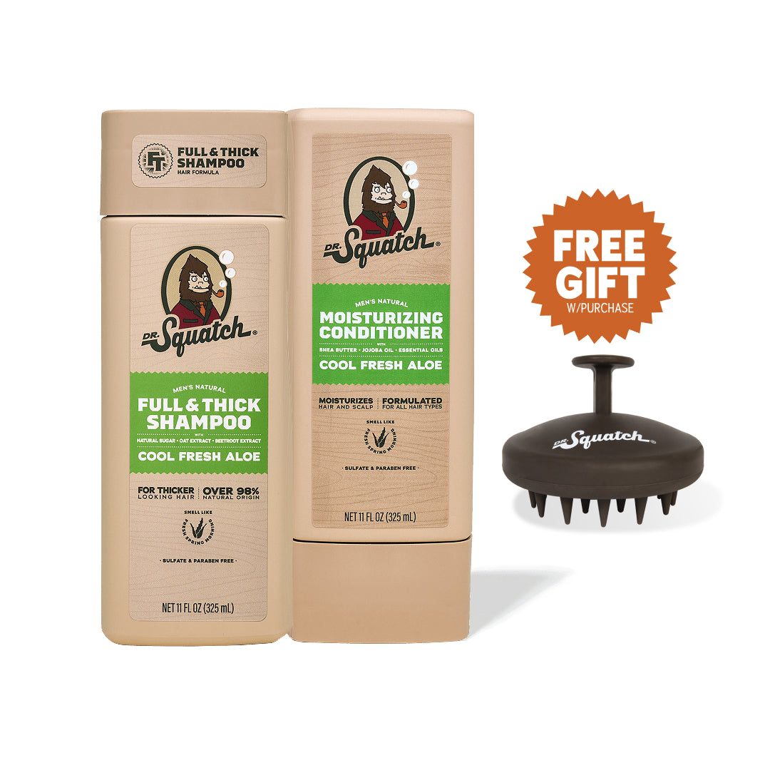 Hair Care Kit + Free Scalp Scrubber | Full & Thick Shampoo | Moisturizing Conditioner | Natural Products for Men K9