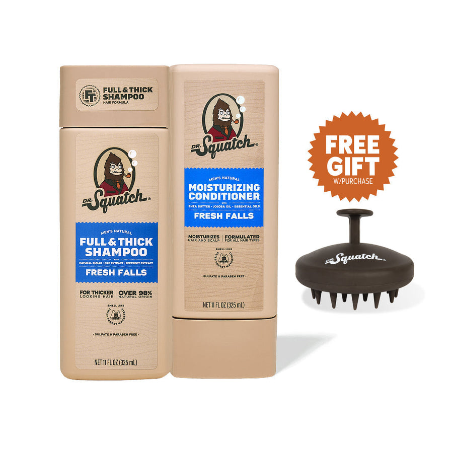 Hair Care Kit + Free Scalp Scrubber | Full & Thick Shampoo | Moisturizing Conditioner | Natural Products for Men K9