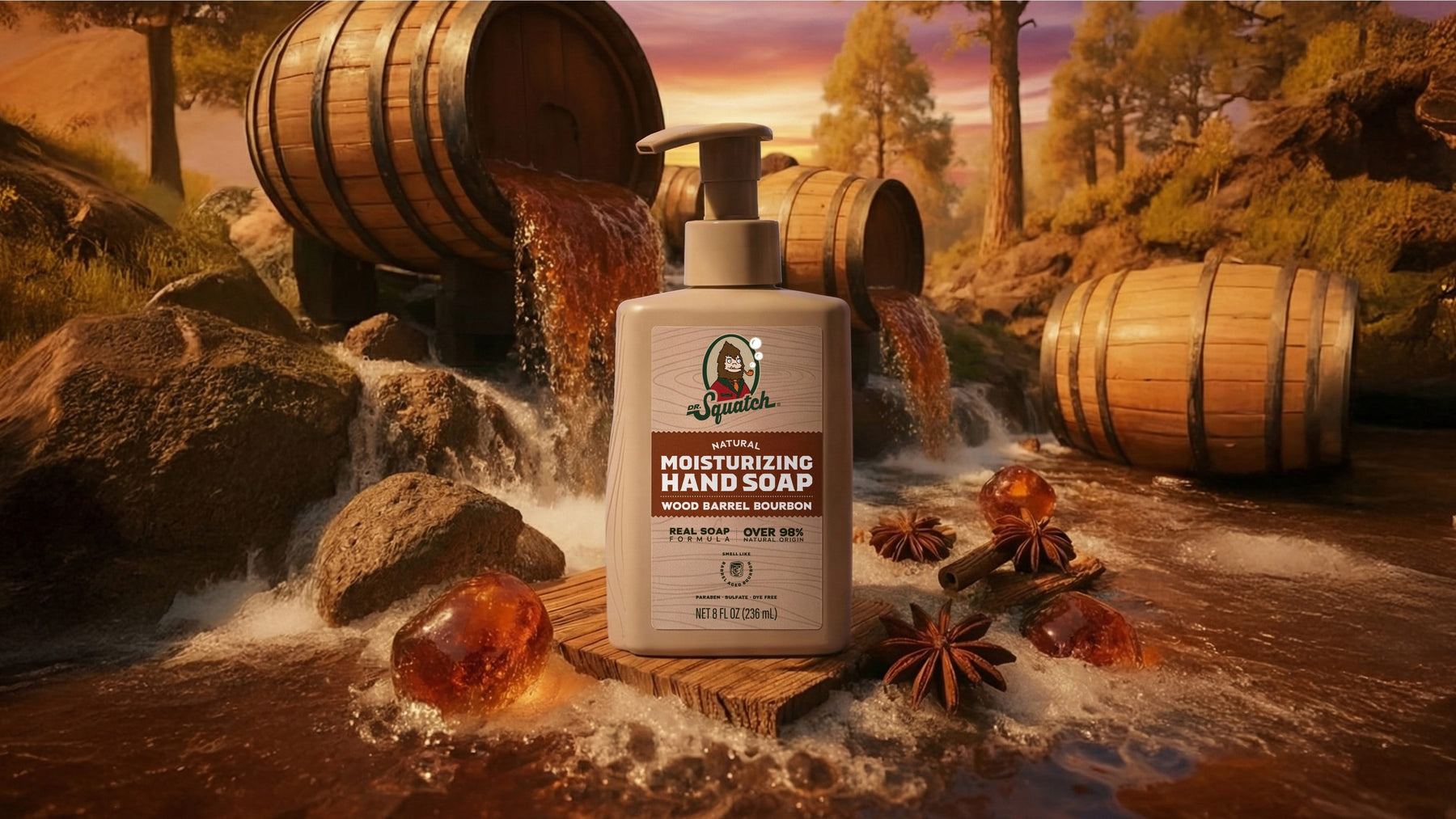 Wood Barrel Bourbon Hand Soap B7
