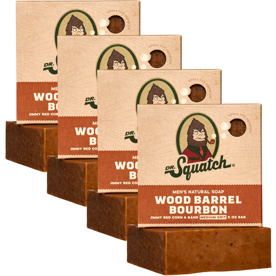 4-Pack Wood Barrel Bourbon Natural Bar Soap T8